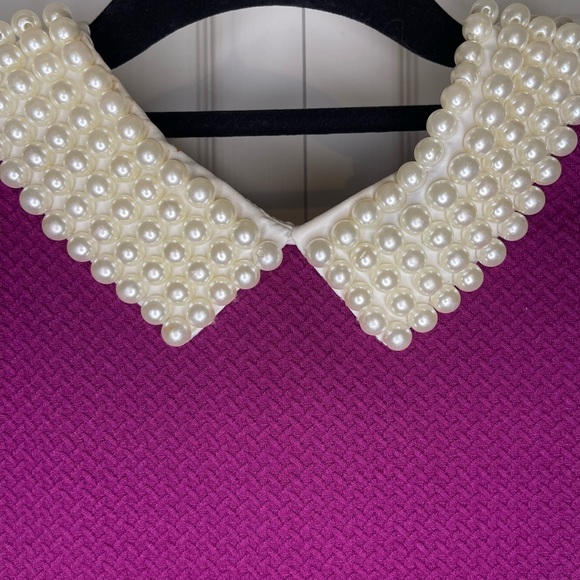 BETSEY JOHNSON Purple Pearl Collar Fit & Flare Dress - Picture 6 of 16